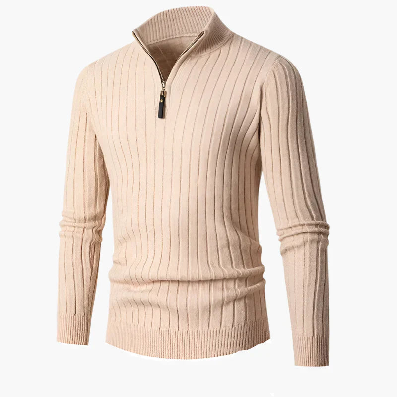 WW | Strickpullover mit Stehkragen und Halbreißverschluss - Eleganter Freizeit- und Business-Look