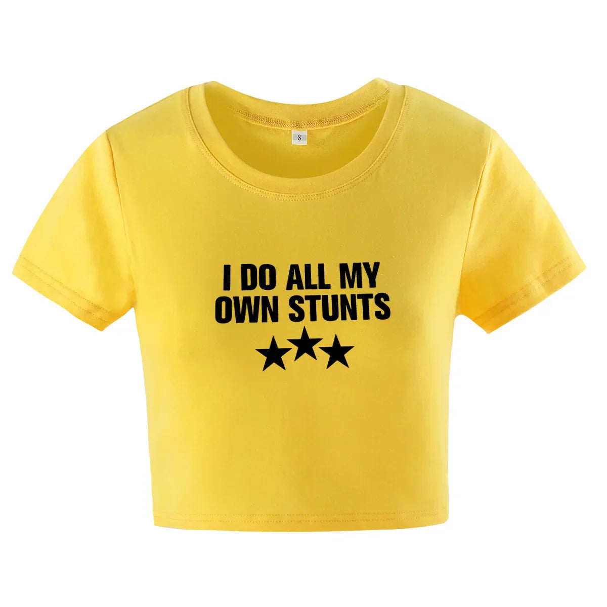 WW | Cropped T-Shirt mit "I do all my own stunts" Druck für Frauen