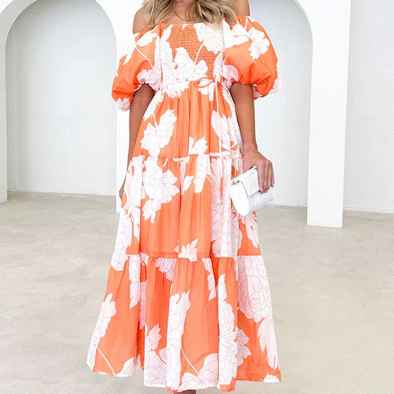 ValenciaOne™ - Tiered Maxi Dress with One-Shoulder Design