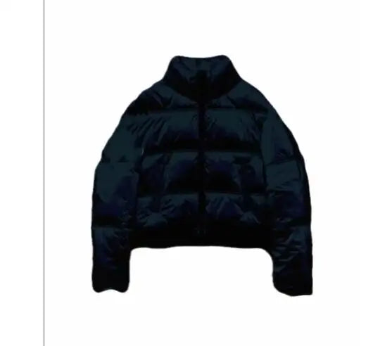 WW | Kurz geschnittene metallische gesteppte Winterjacke mit hohem Kragen