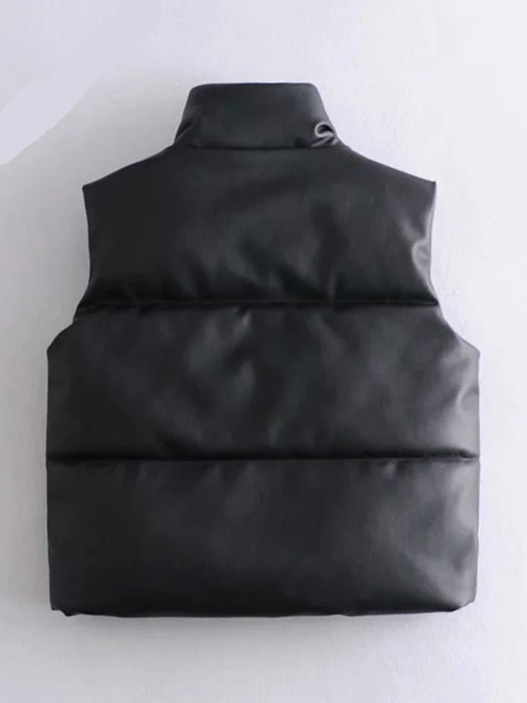WW Leather Jackets for Women | Elegant Stand-Up Collar Vests | Fashionable Zip-Up Jackets