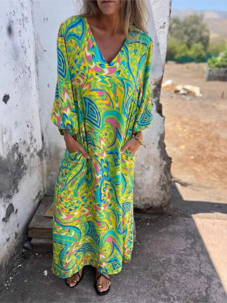 Sienna | Maxi dress in boho style with leopard print