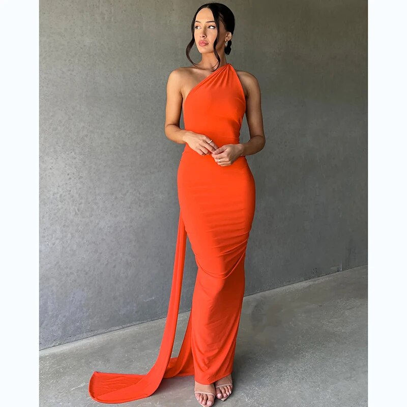 WW | Elegante Bodycon-Kleid mit Einem Schulter Rückehoch