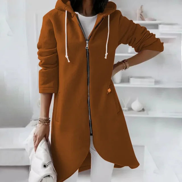 WW | Hooded cardigan with curved hem