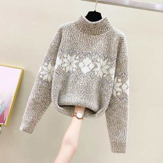 WW - Ugly Christmas Sweater - Cozy Snowflake Turtleneck