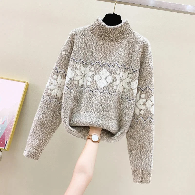 WW - Hässlicher Weihnachtspulli - Gemütlicher Schneeflocken-Turtleneck