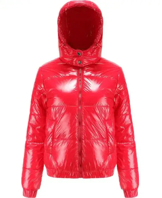 WW | Metallische Winterjacke mit Kapuze für Frauen