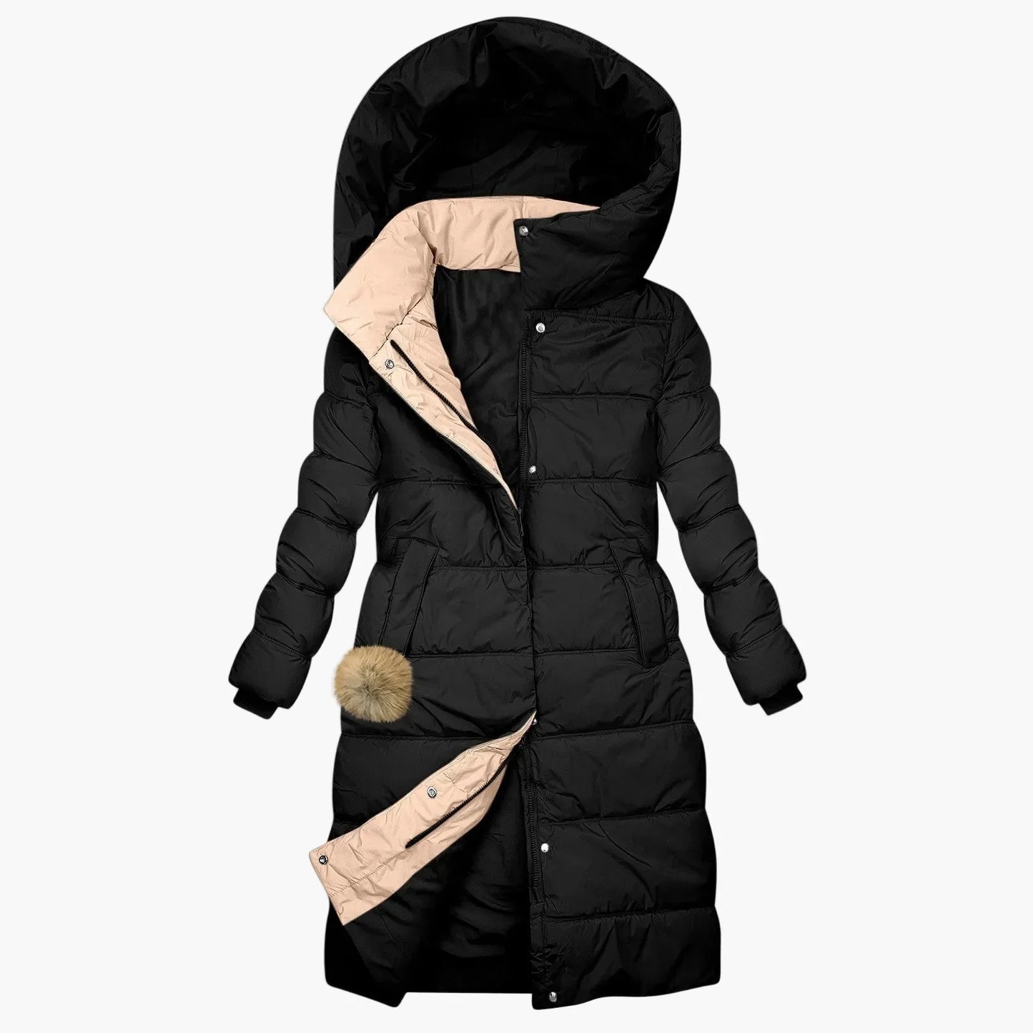 WW | Winter Steppmantel mit Kapuze - Langer, Winddichter Pufferjacke für Alltag & Freizeit