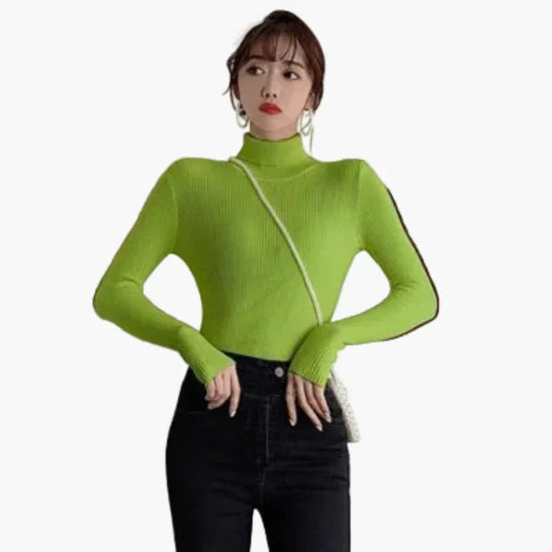 WW | Turtleneck Ribbed Basic Long Sleeve - Versatile Fall & Winter Look