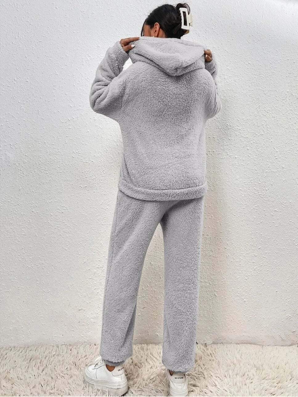 WW | Kapuzenpullover Weiches Sherpa Fleece Lässige Passform Langärmlig Und Warm