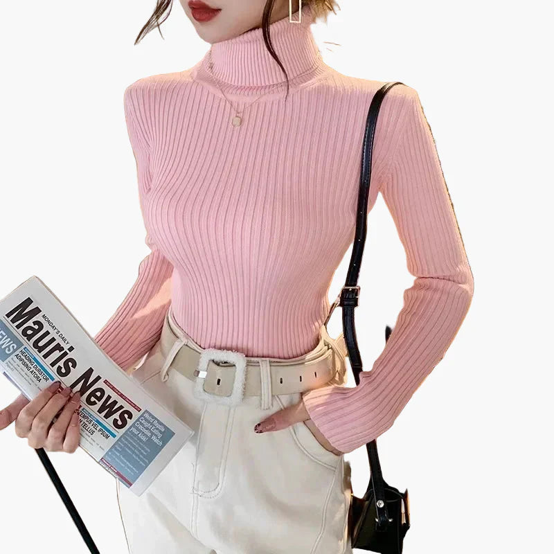 WW | Turtleneck Ribbed Basic Long Sleeve - Versatile Fall & Winter Look