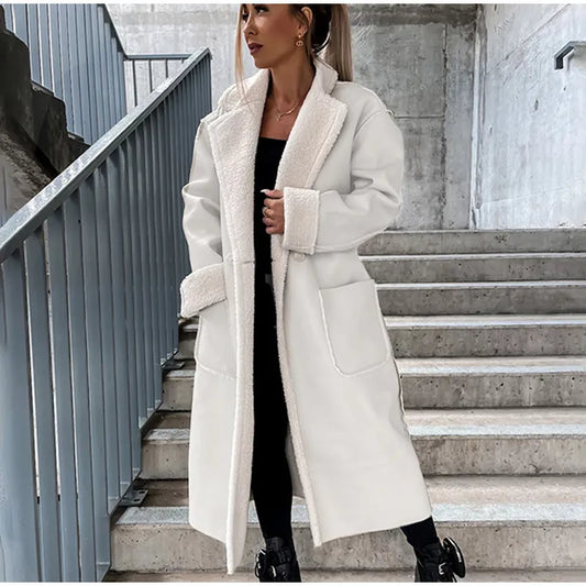 WW | Lange Lederjacke mit Fell für Frauen