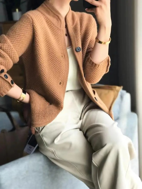 WW | StrickStrickjacke Wollmischung V-Ausschnitt Knöpfe Und Fronttaschen Langarm
