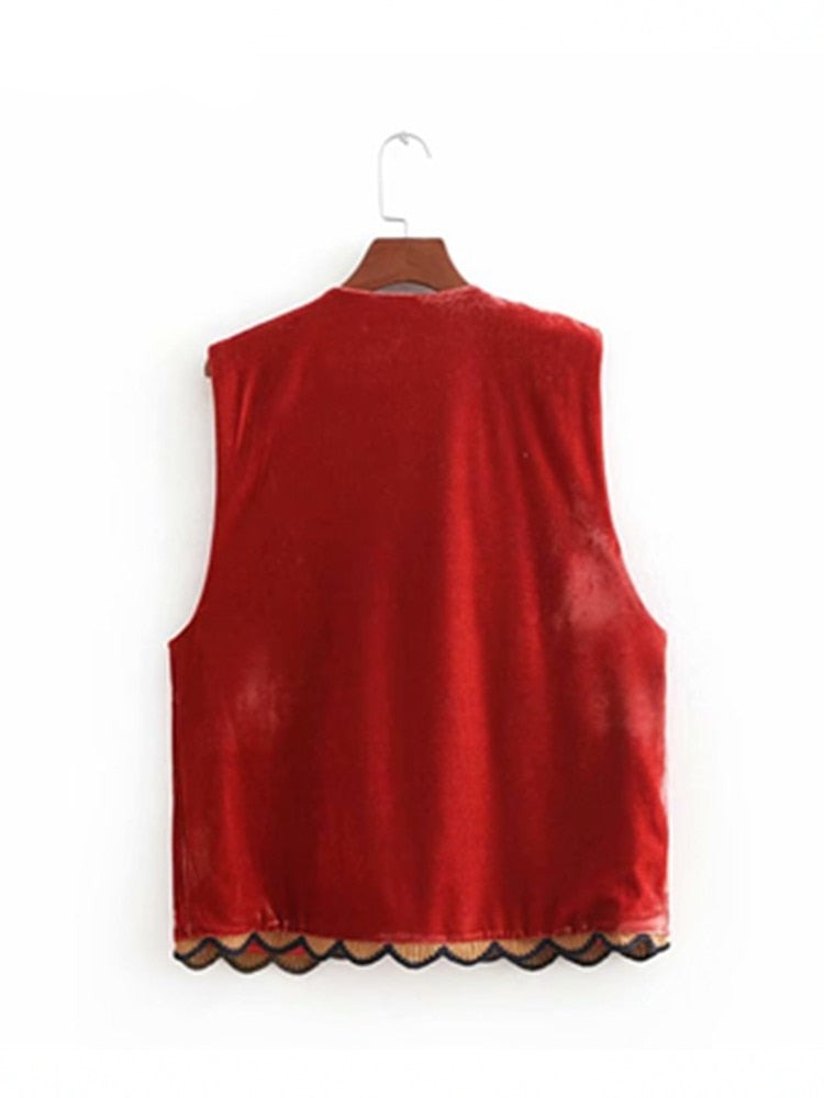 WW | Waistcoat with Sequin Floral Embroidery, Patchwork Waist Coat in Velvet