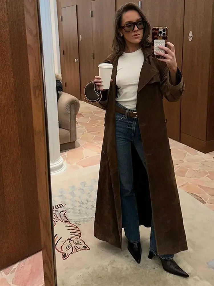 WW | elegant long double-breasted coat
