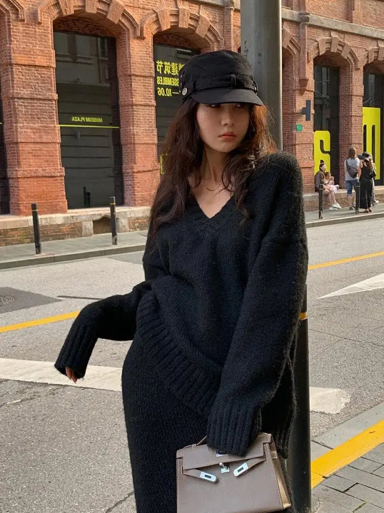 WW | Two-Piece Knit Sweater and Skirt Set