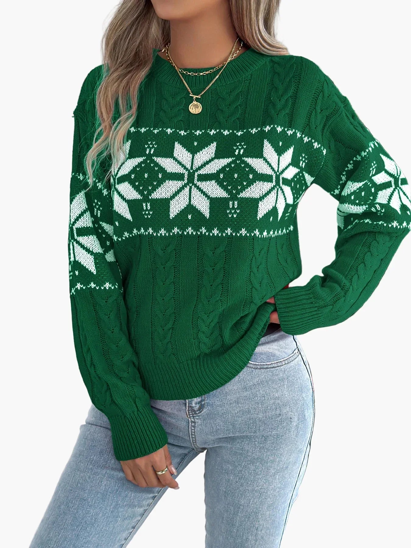 WW | Winter Pullover with Norwegian Pattern - Cozy Knit Sweater for Christmas & Everyday