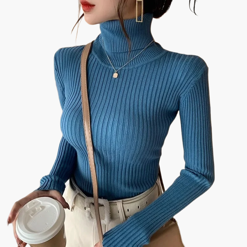 WW | Turtleneck Ribbed Basic Long Sleeve - Versatile Fall & Winter Look