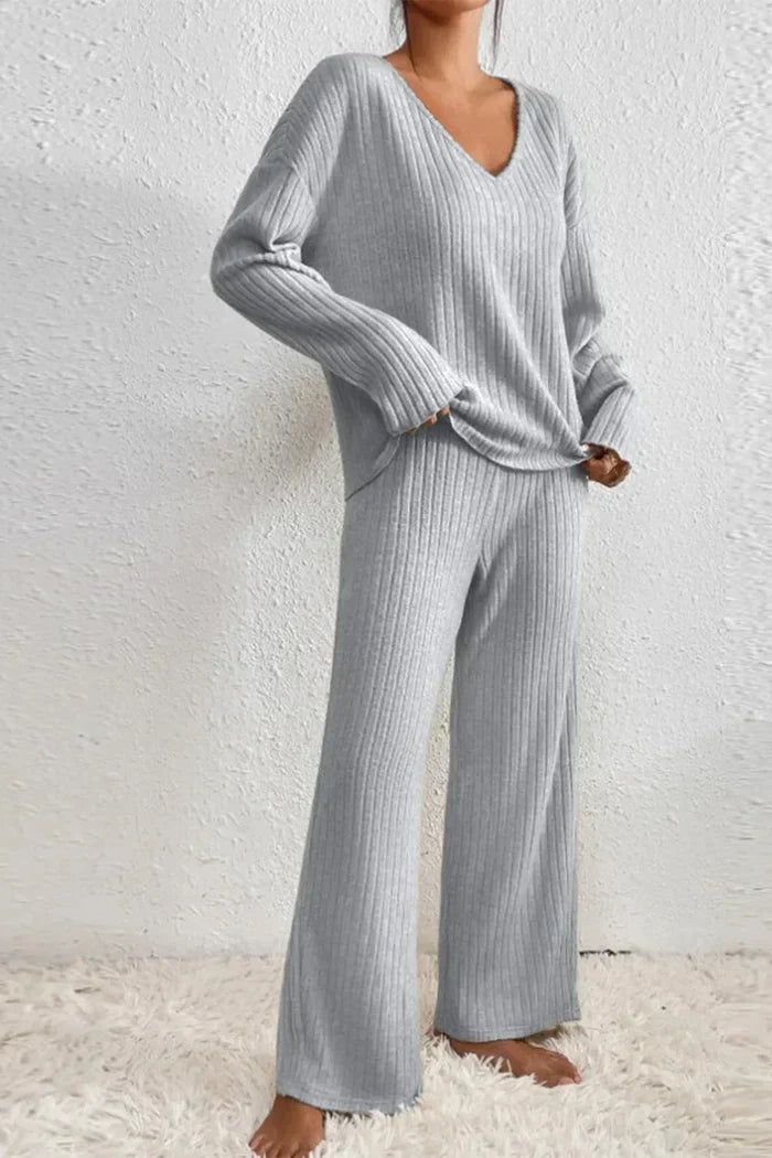 WW | Women's Ribbed Knit Two-Piece Loungewear Set