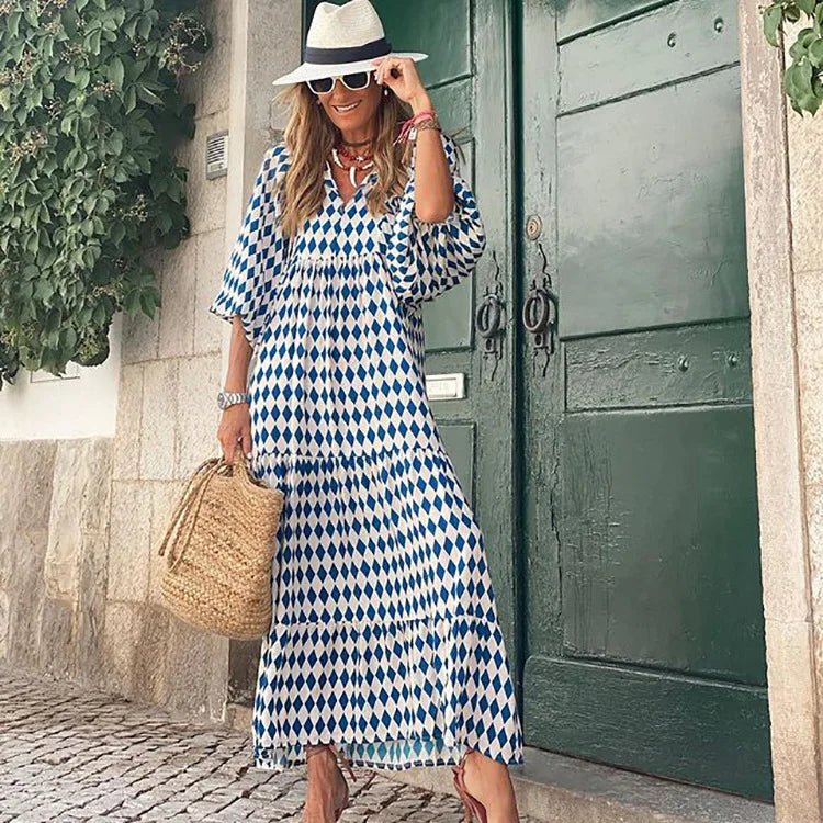 Elysia | Boho Floral Print Maxi Dress