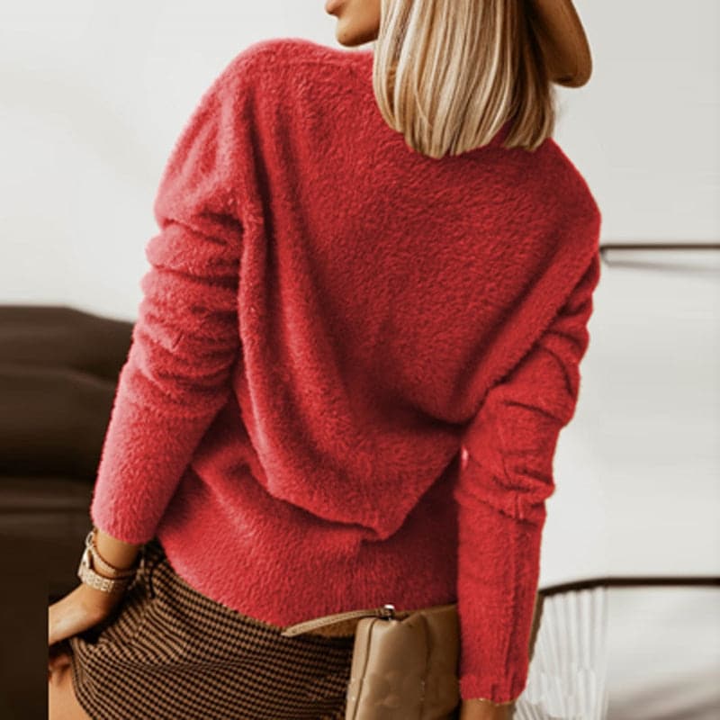 WW | Strickjacke - Weiche Strickware - V-Ausschnitt - Große Knöpfe - Lockere Passform