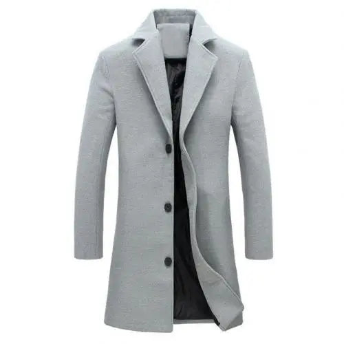 WW | Men's winter coat with front buttons and straight hem