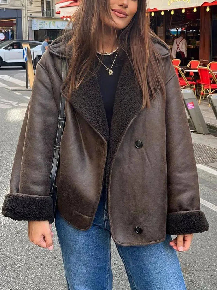 WW | Winter Jacket with Lapel Collar Double-breasted