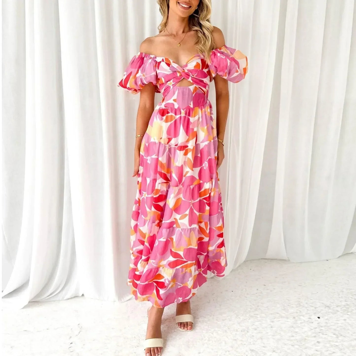 Mira | Floral, Formal V-Neck Maxi Dress