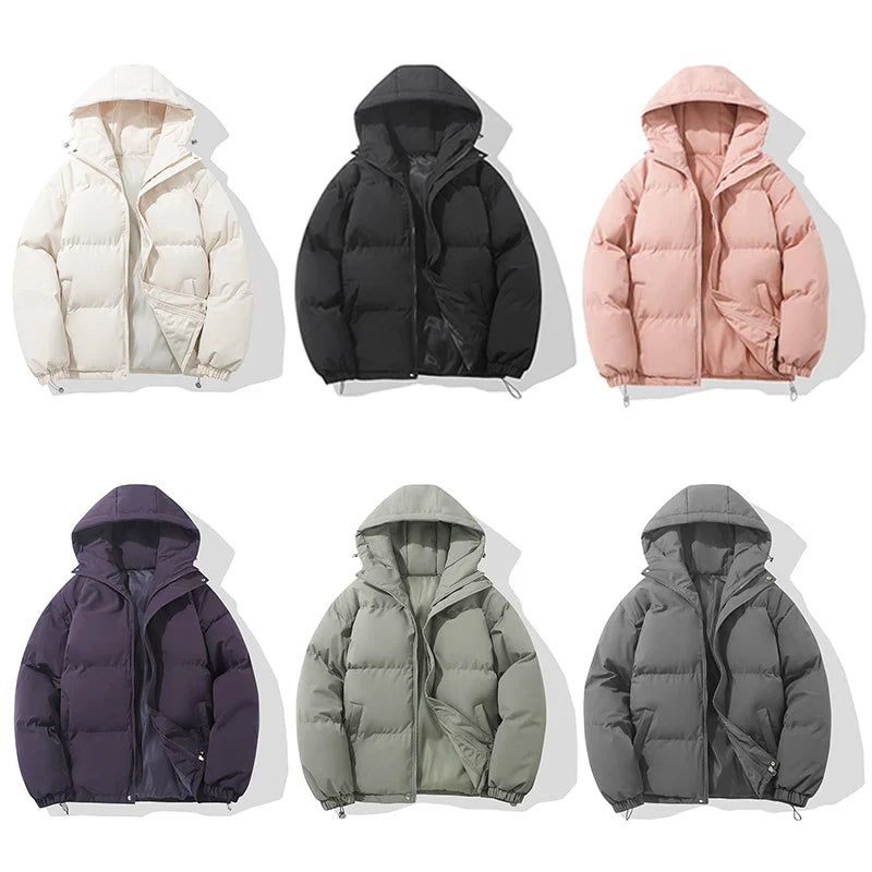 WW | Jacke Damen Hoher Kragen Kapuzen Reißverschluss Design Baumwollgefütterte Jacke