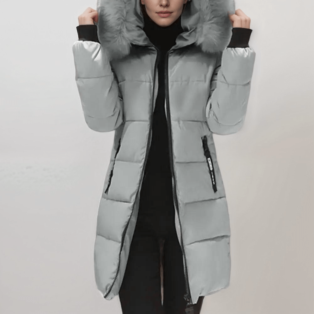 WW | Winter Puffer-Jacke mit Kunstfellkragen - Weiß - Baumwollmischung