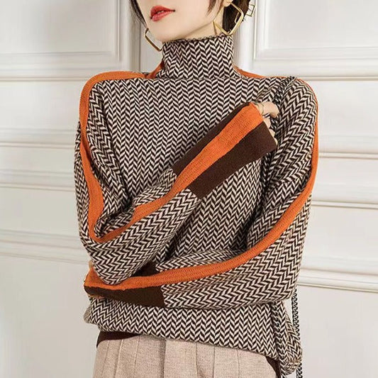 WW | Geometrisch gestrickter Rollkragenpullover