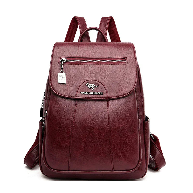 WW | Large Leather Anti-Theft Backpack for Women