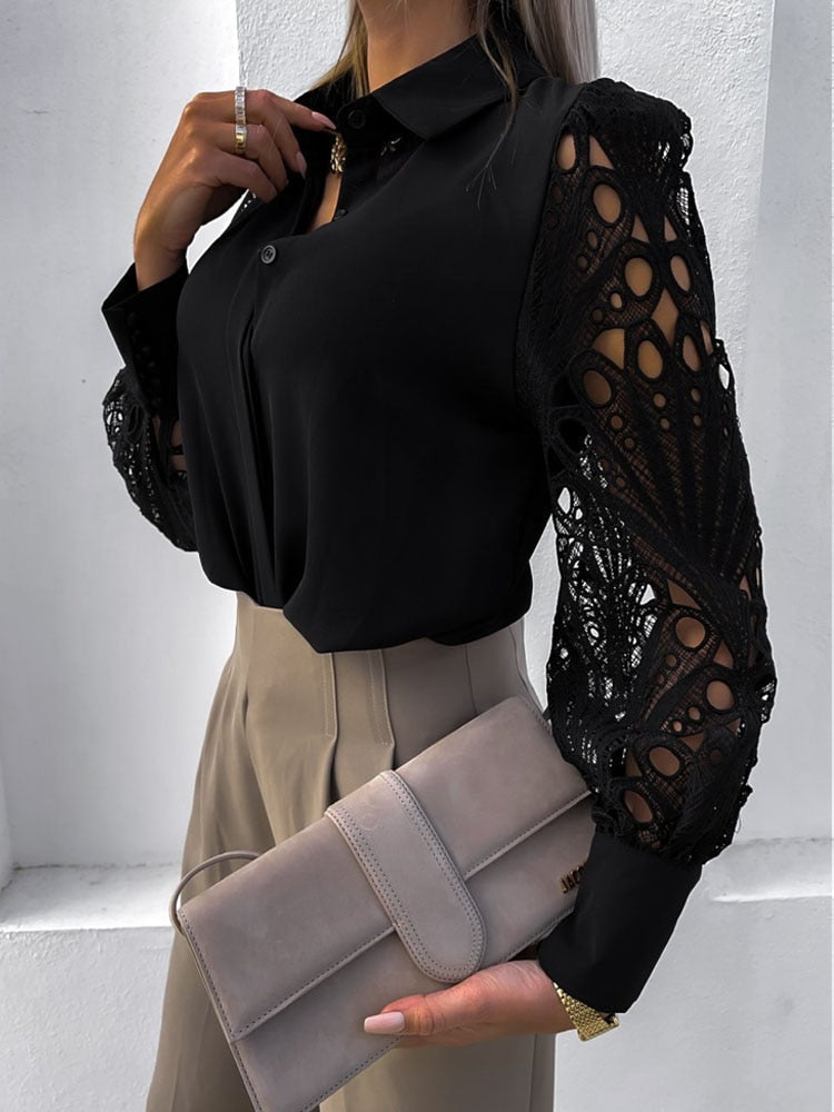 WW - Lässige Bluse mit Spitzenärmeln