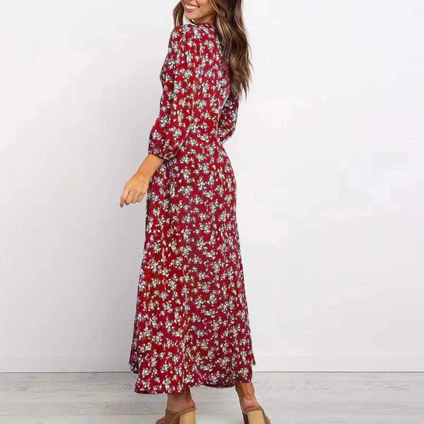 Marina™ | Floral Button-Front Midi Dress