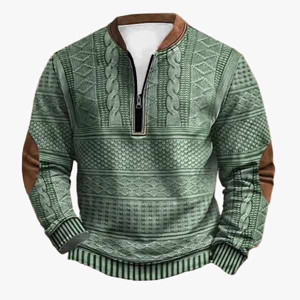 WW | Strickpullover mit Zopfmuster und Viertelreißverschluss - Modischer Freizeitpullover für Herbst und Winter