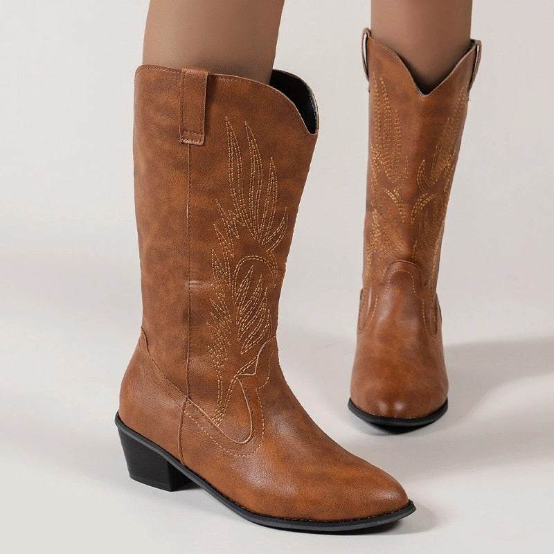 WW Cowboy-Stiefel | Hochwertige Damenstiefel mit Boho-Print