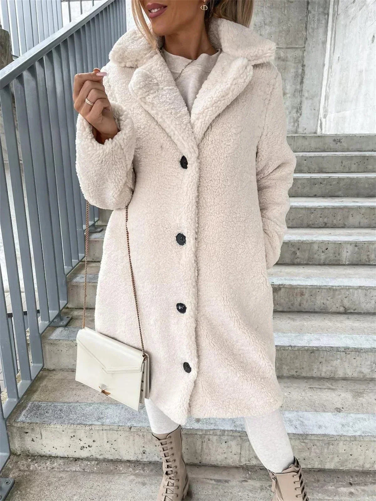 WW | Lange Jacke mit Weichem und Strukturiertem Druck