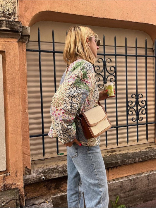 WW | Women's Green Floral Print Quilted Cotton Jacket