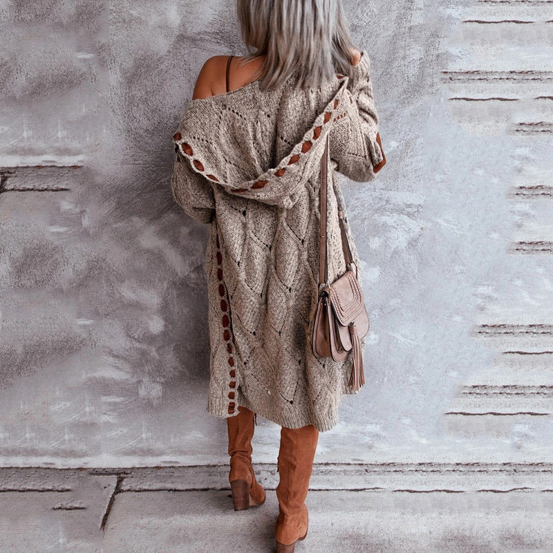 WW | Elegant Vintage-Style Hooded Knit Sweater