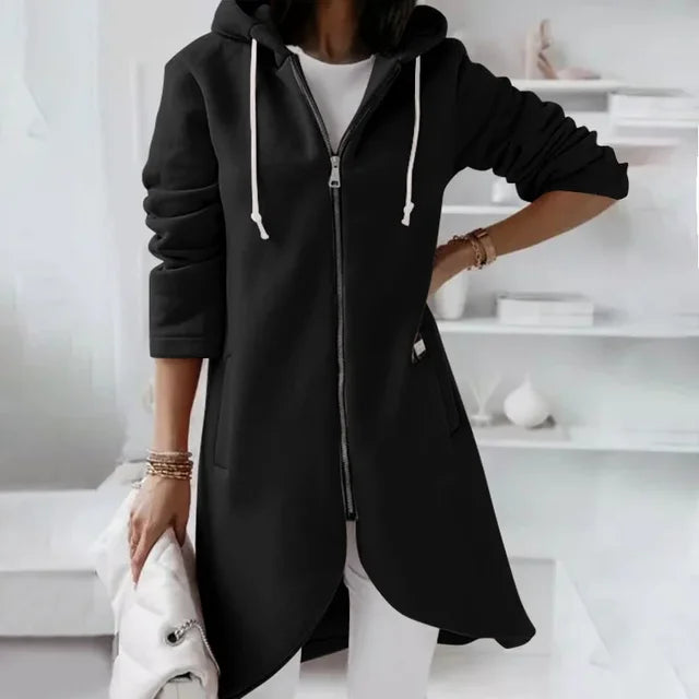 WW | Hooded cardigan with curved hem