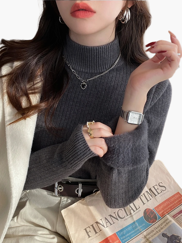WW | Turtleneck Pullover Basic Knit Long Sleeve for Everyday and Office