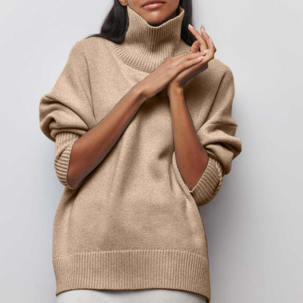 WW | Rollkragenpullover - Oversized Fit - Weicher Strick - Kurze Ärmel