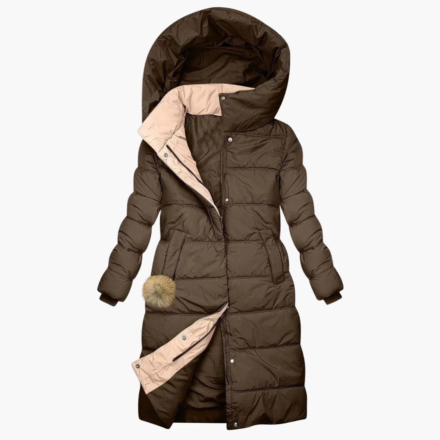 WW | Winter Steppmantel mit Kapuze - Langer, Winddichter Pufferjacke für Alltag & Freizeit