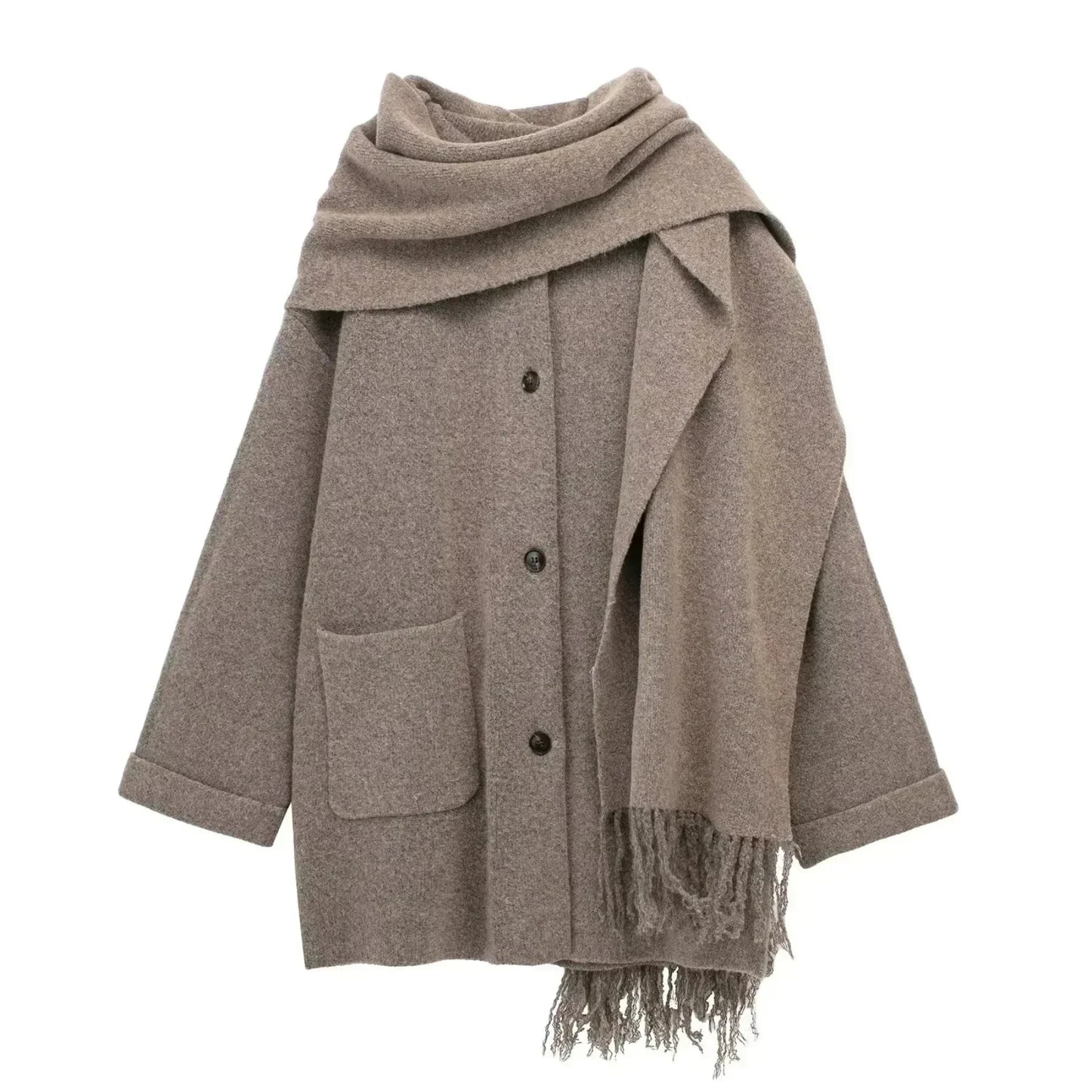 WW | Fashionable Coat with Scarf