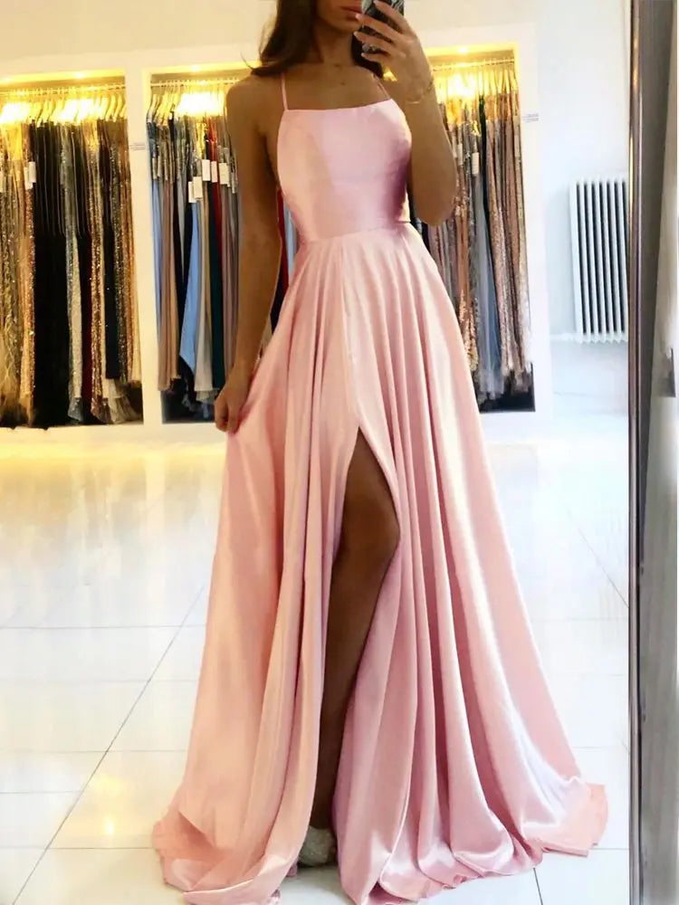 Elena | Old Rose Satin Prom Dress
