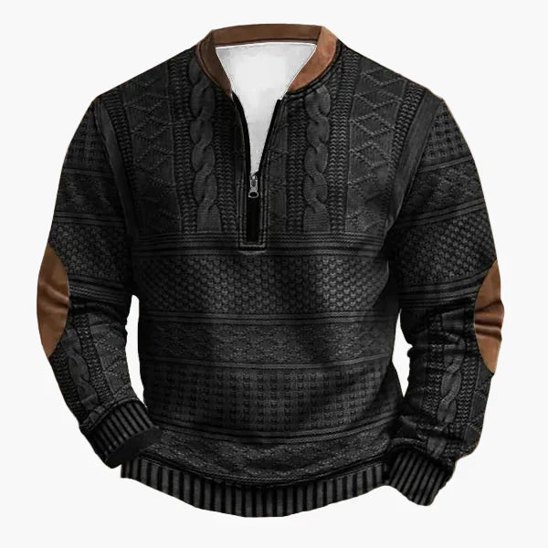 WW | Strickpullover mit Zopfmuster und Viertelreißverschluss - Modischer Freizeitpullover für Herbst und Winter