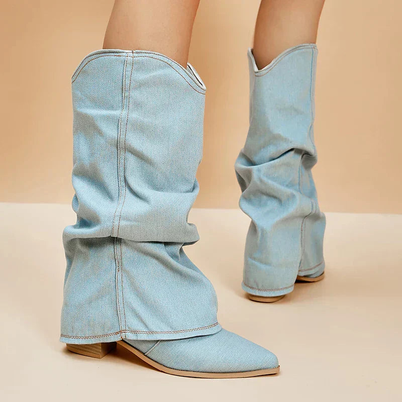 WW | Denim Knee-High Boots