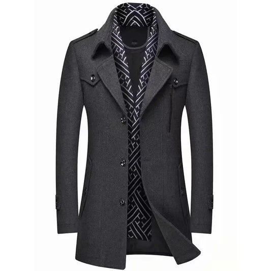 WW | Business Coat Elegant Winter Long Jacket Classic Modern Casual