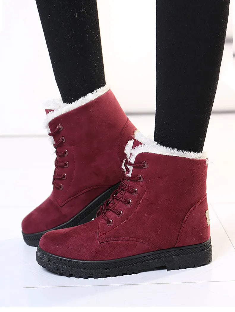 WW | Winter Boots - Lined Lace-up Boots with Warm Lining & Non-slip Sole