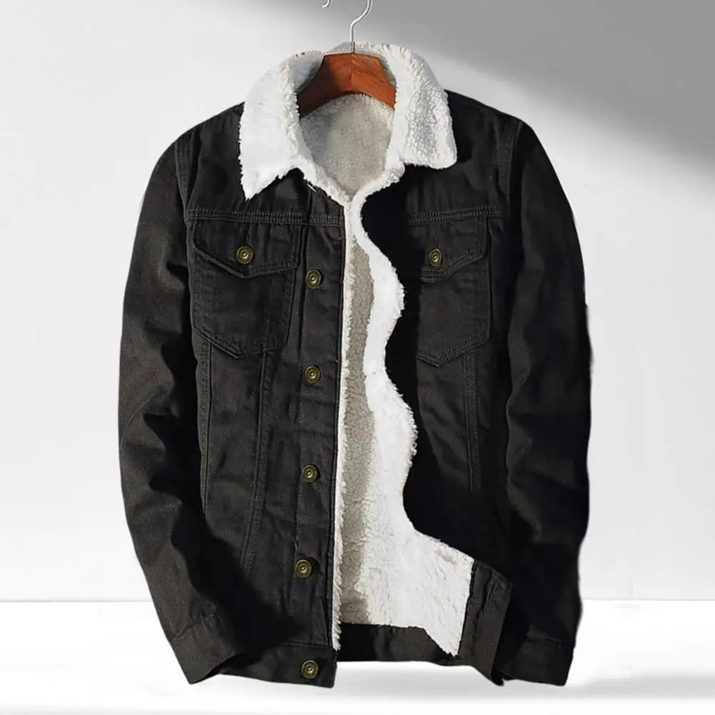WW | Stylische warme Sherpa Jeansjacke für Männer